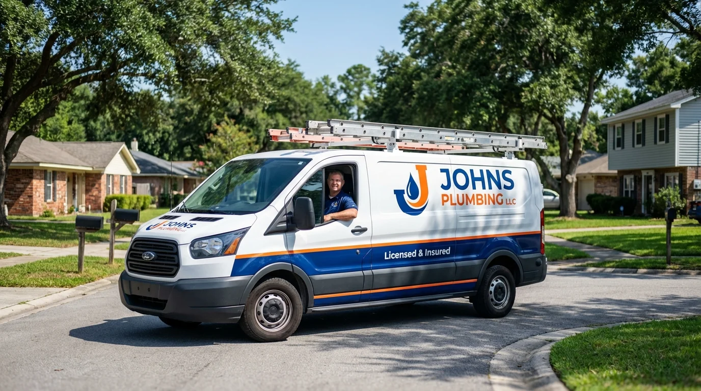 Johns Plumbing LLC service van in Verona, NJ