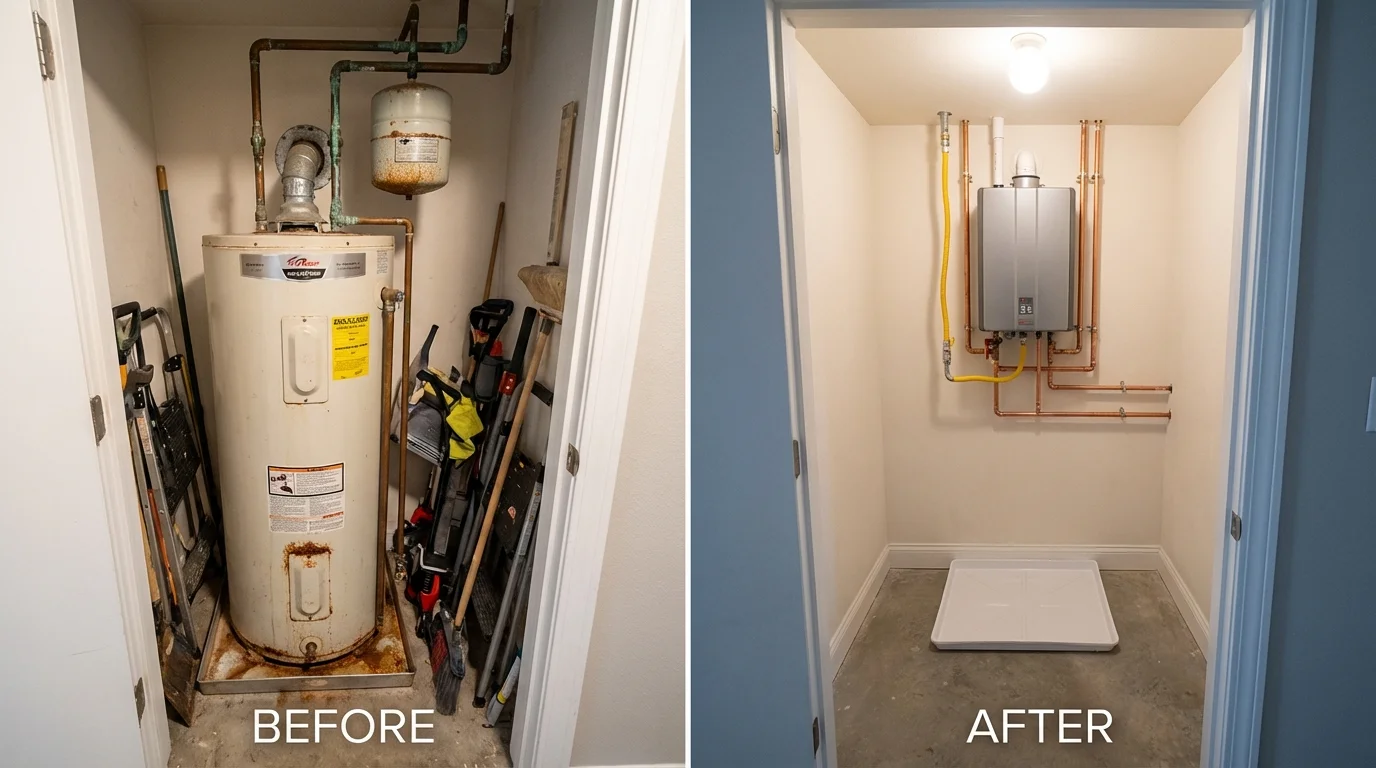 Tank water heater versus wall-mounted tankless unit comparison for Verona, NJ homeowners